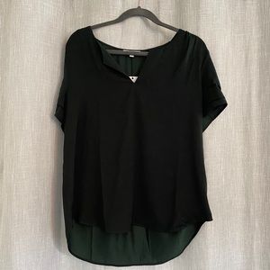 Hunter green silky blouse sz LG